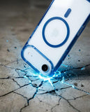 SkynUp Lumen Magnetic Clear Case Compatible with iPhone 17 Air | Anti-Yellowing Transparent Back & Shockproof Bumper | Slim Wireless Charging Protection | Blue