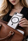 SkynUp Lumen Magnetic Clear Case Compatible with iPhone 17 Air | Anti-Yellowing Transparent Back & Shockproof Bumper | Slim Wireless Charging Protection | Black