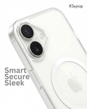 SkynUp Lumen Magnetic Clear Case Compatible with iPhone 17 | Anti-Yellowing Transparent Back & Shockproof Bumper | Slim Wireless Charging Protection | White