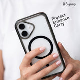 SkynUp Lumen Magnetic Clear Case Compatible with iPhone 17 | Anti-Yellowing Transparent Back & Shockproof Bumper | Slim Wireless Charging Protection | Black