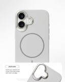 SkynUp Halo Magnetic Back Cover Case Compatible with iPhone 17 | Shockproof Hybrid TPU & Hard PC Matte Finish | Slim Wireless Charging Protection | Grey