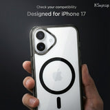 SkynUp Lumen Magnetic Clear Case Compatible with iPhone 17 | Anti-Yellowing Transparent Back & Shockproof Bumper | Slim Wireless Charging Protection | Black