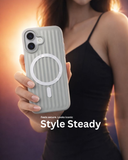 SkynUp Prism Magnetic-Compatible Case for iPhone 17 | Slim Shockproof Cover with Strong Ring Magnet, Dual-Layer TPU+PC Protection & Scratch-Resistant Matte Grip | Grey