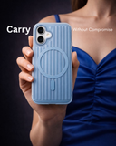 SkynUp Prism Magnetic-Compatible Case for iPhone 17 | Slim Shockproof Cover with Strong Ring Magnet, Dual-Layer TPU+PC Protection & Scratch-Resistant Matte Grip | Light Blue