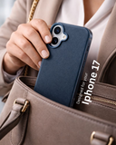 SkynUp Linea Premium Leather Back Cover Case for iPhone 17 | MagSafe Compatible | Blue