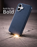 SkynUp Linea Premium Leather Back Cover Case for iPhone 17 | MagSafe Compatible | Blue