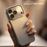 SkynUp Linea Premium Leather Back Cover Case for iPhone 17 Pro | MagSafe Compatible | Grey