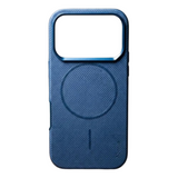 SkynUp Noir Fabric MagFit Back Cover Case for iPhone17 Pro | Magnetic Charging Compatible | Shockproof Compatible with MagSafe | Blue