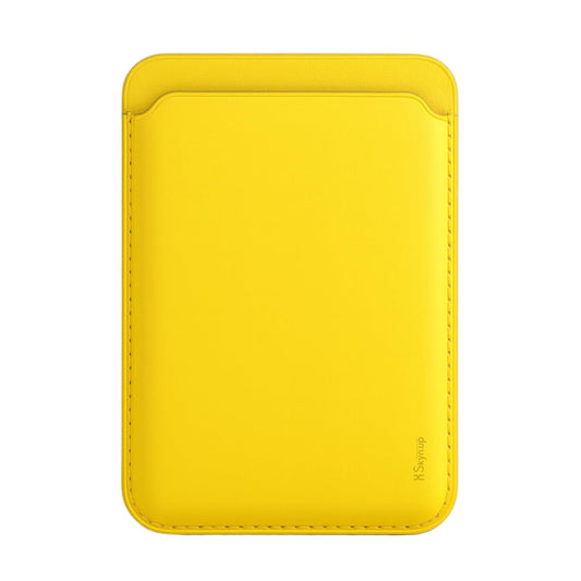 SkynUp Willy Magfit Card Holder Wallet | Magnetic Faux Leather Wallet Compatible with MagSafe | Designed for MagSafe Compatible 17/16/15/14/13/12/Pro/Pro Max/Plus Series | Lemon Yellow
