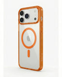 SkynUp Lumen Magnetic Clear Case Compatible with iPhone 17 Pro Max | Anti-Yellowing Transparent Back & Shockproof Bumper | Slim Wireless Charging Protection | Orange