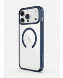SkynUp Lumen Magnetic Clear Case Compatible with iPhone 17 Pro | Anti-Yellowing Transparent Back & Shockproof Bumper | Slim Wireless Charging Protection | Blue