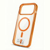 SkynUp Lumen Magnetic Clear Case Compatible with iPhone 17 Pro Max | Anti-Yellowing Transparent Back & Shockproof Bumper | Slim Wireless Charging Protection | Orange