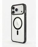 SkynUp Lumen Magnetic Clear Case Compatible with iPhone 17 Pro | Anti-Yellowing Transparent Back & Shockproof Bumper | Slim Wireless Charging Protection | Black
