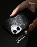 SkynUp Noir Fabric MagFit Back Cover Case for iPhone 17 | Magnetic Charging Compatible | Shockproof Compatible with MagSafe | Black