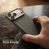 SkynUp Linea Premium Leather Back Cover Case for iPhone 17 Pro | MagSafe Compatible | Black
