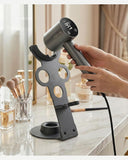 SkynUp Hair Dryer Stand Holder | Premium Metal Docking Station & Bathroom Organizer | Magnetic Accessory Storage Rack for Blow Dryer, Diffuser & Nozzles | Heavy Duty Anti-Slip Base (Dark Grey)