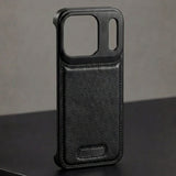Skynup Capri Collection: Vintage Leather & Aluminum Case for iPhone 17 Pro | Premium Designer Mobile Back Cover | Skynup