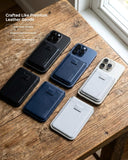 SkynUp Yoga Magnetic Wallet Slim Card Holder with Stand | Strong Magnetic Grip Holds 3+ Cards | Premium Leather | Designed for MagSafe Compatible with 17 Pro Max | Blue