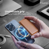 SkynUp Willy Magfit Card Holder Wallet | Magnetic Faux Leather Wallet Compatible with MagSafe | Designed for MagSafe Compatible 17/16/15/14/13/12/Pro/Pro Max/Plus Series | White