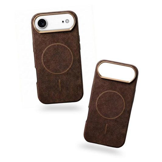 SkynUp Noir Fabric MagFit Back Cover Case for iPhone 17 Air | Magnetic Charging Compatible | Shockproof Compatible with MagSafe | Brown