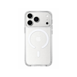 SkynUp Clario Back Case for iPhone 17 Pro | Clear Back Cover with Magnetic Ring | Slim Shockproof Anti-Yellow TPU Case | White