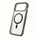 SkynUp Lumen Magnetic Clear Case Compatible with iPhone 17 Pro Max | Anti-Yellowing Transparent Back & Shockproof Bumper | Slim Wireless Charging Protection | Black
