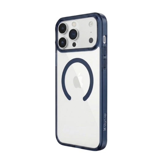 SkynUp Lumen Magnetic Clear Case Compatible with iPhone 17 Pro Max | Anti-Yellowing Transparent Back & Shockproof Bumper | Slim Wireless Charging Protection | Blue