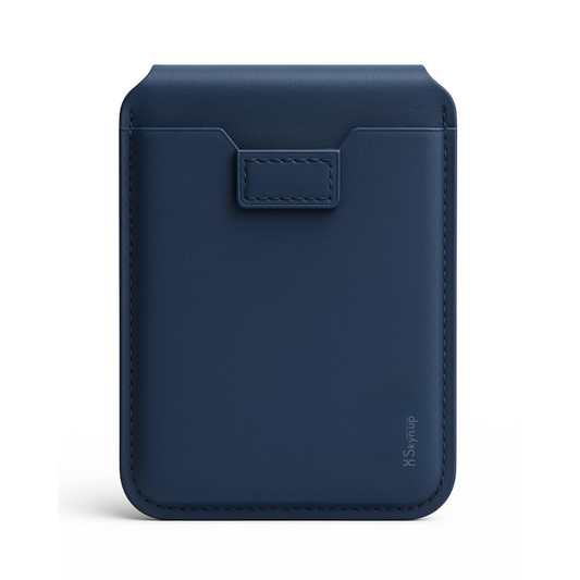 SkynUp Yoga Magnetic Wallet Slim Card Holder with Stand | Strong Magnetic Grip Holds 3+ Cards | Premium Leather | Designed for MagSafe Compatible with 17 Pro Max | Blue
