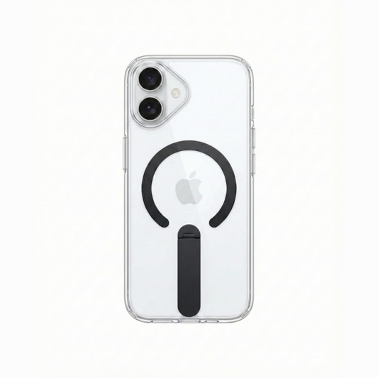 SkynUp Titan Magnetic Kickstand Case Compatible with iPhone 17 | Built-in Foldable Stand & Clear Back | Slim Wireless Charging Protection | Black
