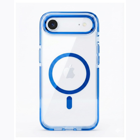 SkynUp Clario Back Case for iPhone 17 Air | Clear Back Cover with Magnetic Ring | Slim Shockproof Anti-Yellow TPU Case | Blue