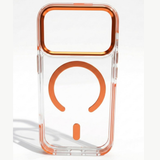 SkynUp Clario Back Case for iPhone 17 Pro | Clear Back Cover with Magnetic Ring | Slim Shockproof Anti-Yellow TPU Case | Orange