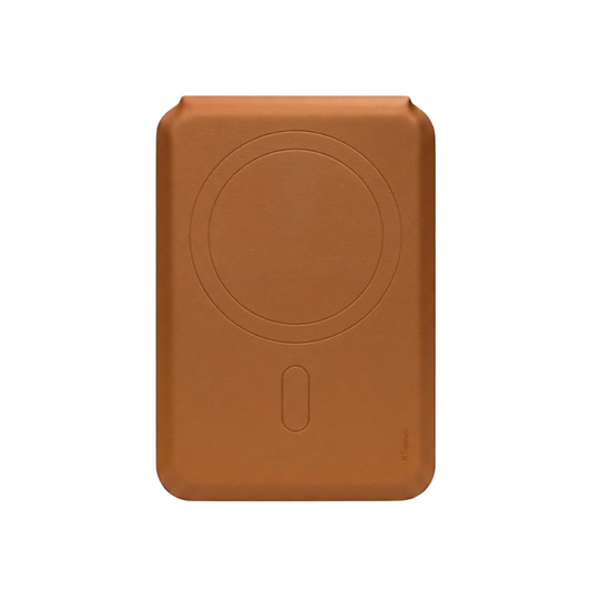 SkynUp Yoga Magnetic Wallet Slim Card Holder with Stand | Strong Magnetic Grip Holds 3+ Cards | Premium Leather | Designed for MagSafe Compatible 17/16/15/14/13/12/Pro/Pro Max/Plus Series | Brown