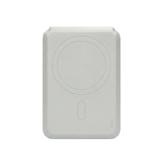 SkynUp Yoga Magnetic Wallet Slim Card Holder with Stand | Strong Magnetic Grip Holds 3+ Cards | Premium Leather | Designed for MagSafe Compatible 17/16/15/14/13/12/Pro/Pro Max/Plus Series | Grey