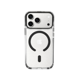 SkynUp Clario Back Case for iPhone 17 Pro Max | Clear Back Cover with Magnetic Ring | Slim Shockproof Anti-Yellow TPU Case | Black