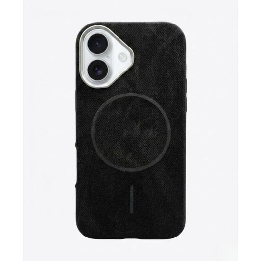 SkynUp Noir Fabric MagFit Back Cover Case for iPhone 17 | Magnetic Charging Compatible | Shockproof Compatible with MagSafe | Black