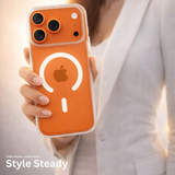 SkynUp Clario Back Case for iPhone 17 Pro Max | Clear Back Cover with Magnetic Ring | Slim Shockproof Anti-Yellow TPU Case | White