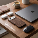 SkynUp Noir Fabric MagFit Back Cover Case for iPhone 17 Air | Magnetic Charging Compatible | Shockproof Compatible with MagSafe | Brown
