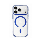 SkynUp Clario Back Case for iPhone 17 Pro Max | Clear Back Cover with Magnetic Ring | Slim Shockproof Anti-Yellow TPU Case | Blue