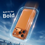 SkynUp Linea Premium Leather Back Cover Case for iPhone 17 Pro Max | MagSafe Compatible | Orange
