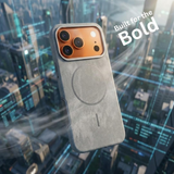 SkynUp Noir Fabric MagFit Back Cover Case for iPhone 17 Pro Max| Magnetic Charging Compatible | Shockproof Compatible with MagSafe | Grey