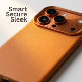 SkynUp Linea Premium Leather Back Cover Case for iPhone 17 Pro | MagSafe Compatible | Orange