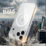 SkynUp Clario Back Case for iPhone 17 Pro | Clear Back Cover with Magnetic Ring | Slim Shockproof Anti-Yellow TPU Case | White