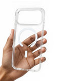 SkynUp Clario Back Case for iPhone 17 Pro | Clear Back Cover with Magnetic Ring | Slim Shockproof Anti-Yellow TPU Case | White