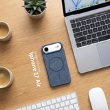 SkynUp Noir Fabric MagFit Back Cover Case for iPhone 17 Air | Magnetic Charging Compatible | Shockproof Compatible with MagSafe | Blue