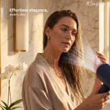 Skynup Pixel 1600 Watt Ionic Hair Dryer with Touch Screen Control | 360° Magnetic Rotating Nozzle | 4 Heat 3 Wind Speed Modes | Negative Ion Anti-Frizz | Hot Cold Air Function | Professional Quiet Blow Dryer | Prussian Blue
