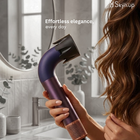 Skynup Doodle Ionic Hair Dryer with Touch Screen Control | 360° Magnetic Rotating Nozzle | 4 Heat 3 Wind Speed Modes | Negative Ion Anti-Frizz | Hot Cold Air Function | Professional Quiet Blow Dryer | Blue