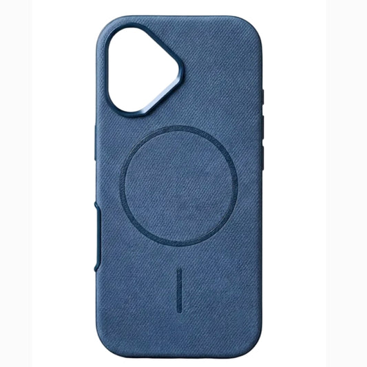 SkynUp Noir Fabric MagFit Back Cover Case for iPhone 17 | Magnetic Charging Compatible | Shockproof Compatible with MagSafe | Blue