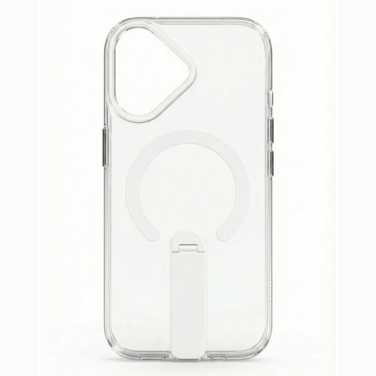 SkynUp Titan Magnetic Kickstand Case Compatible with iPhone 17 | Built-in Foldable Stand & Clear Back | Slim Wireless Charging Protection | White