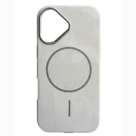 SkynUp Noir Fabric MagFit Back Cover Case for iPhone 17 | Magnetic Charging Compatible | Shockproof Compatible with MagSafe | Grey
