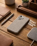 SkynUp Linea Premium Leather Back Cover Case for iPhone 17 | MagSafe Compatible | Grey